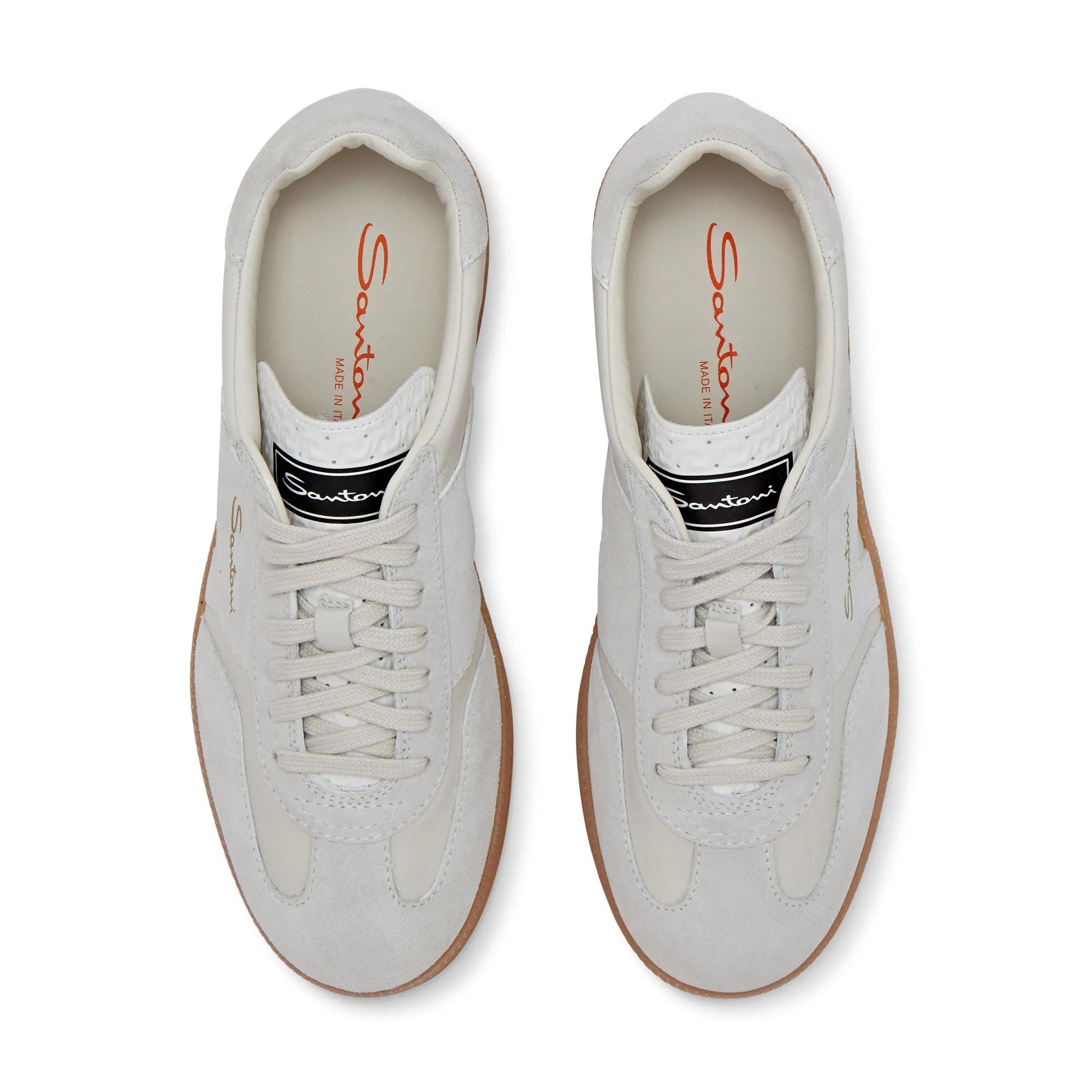 Santoni Low Top Court Trainer (Off Grey)