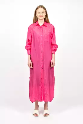 Silk Shirt Dress Fuchsia