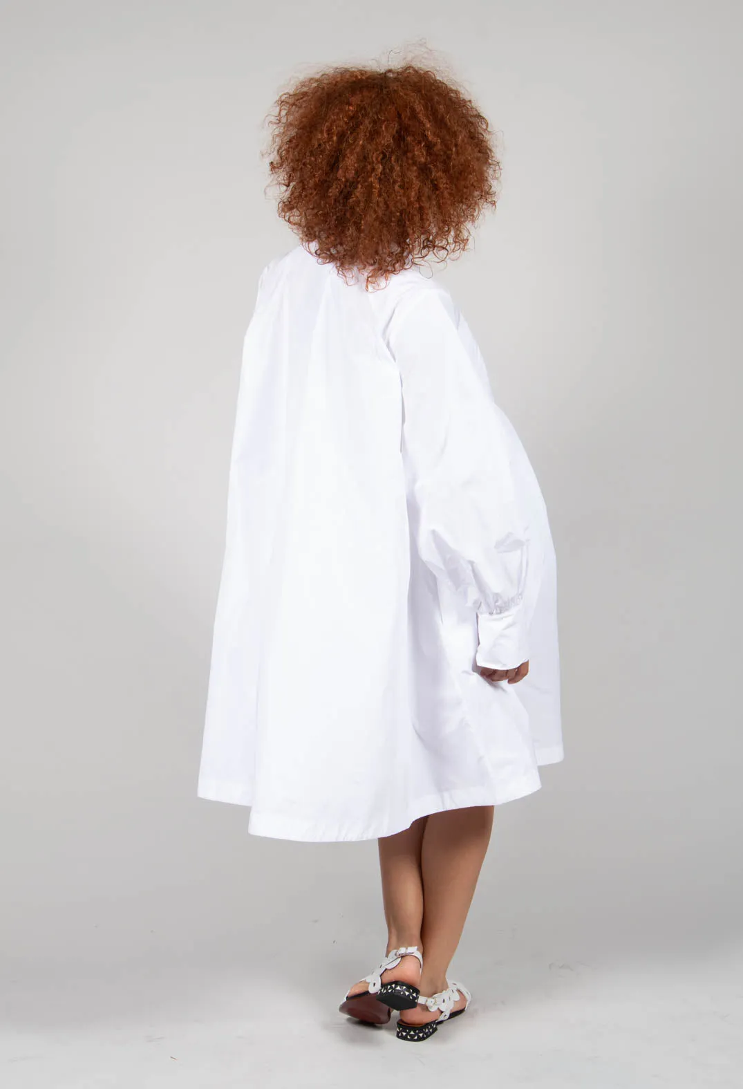 Smock Shirt Dress in White