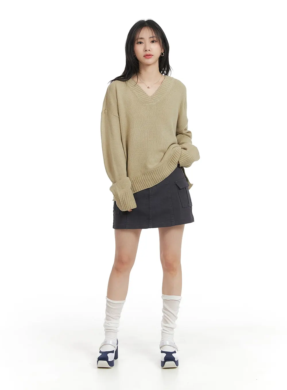 Solid Cargo Mini Skirt OM408