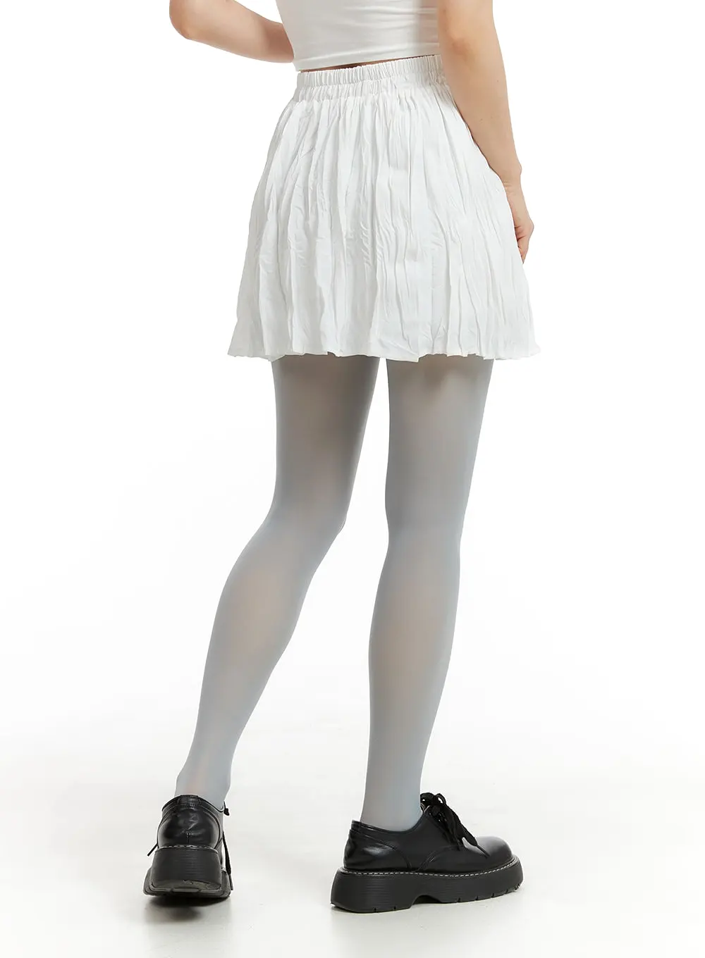 Solid Cotton Ruched Mini Skirt OM412