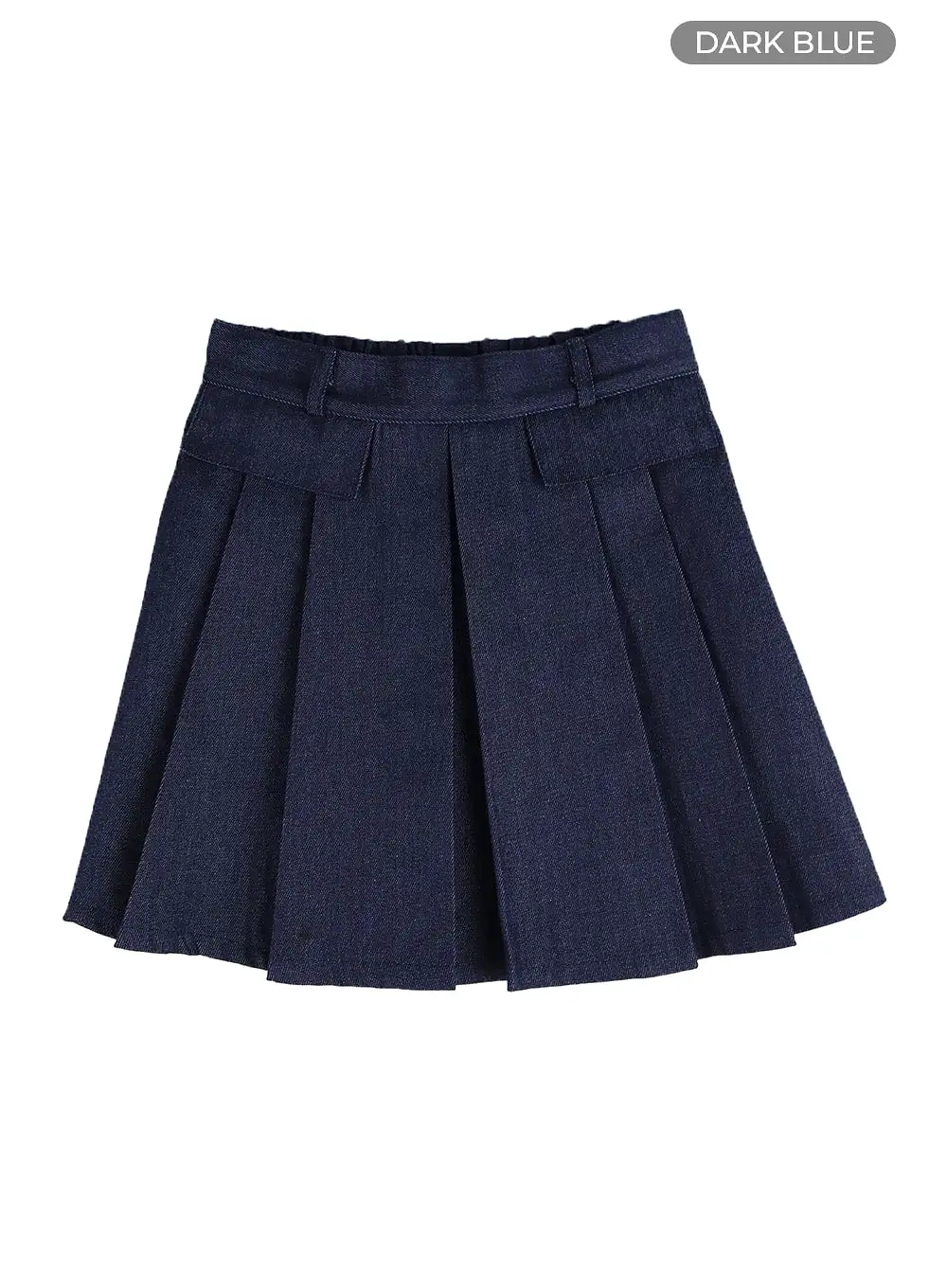 Solid Pleated Denim Mini Skirt IM406