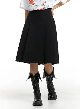 Solid Pleated Midi Skirt CM406