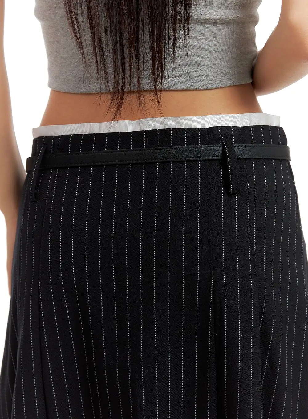 Stripe Pintuck Midi Skirt CA409