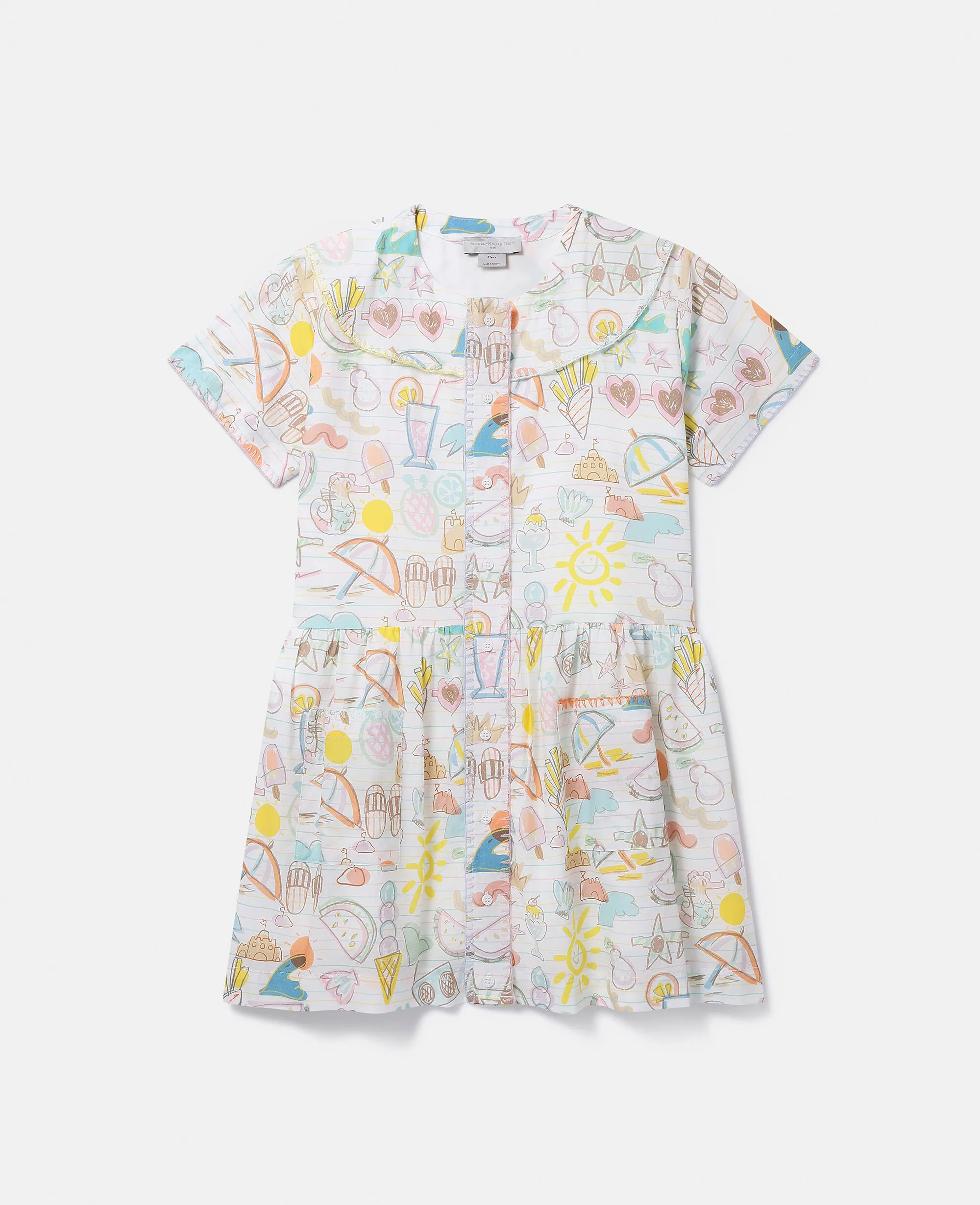 Summer Doodles Print Shirt Dress