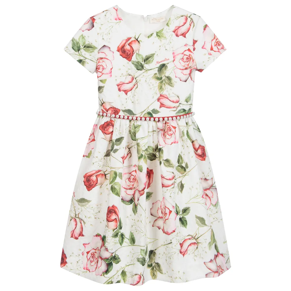 Teen Ivory & Red Floral Dress