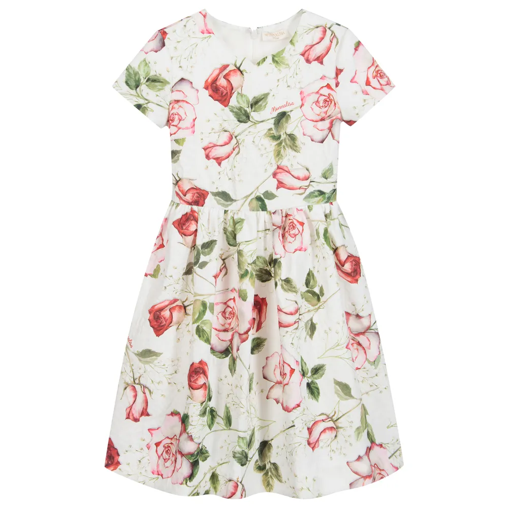 Teen Ivory & Red Floral Dress