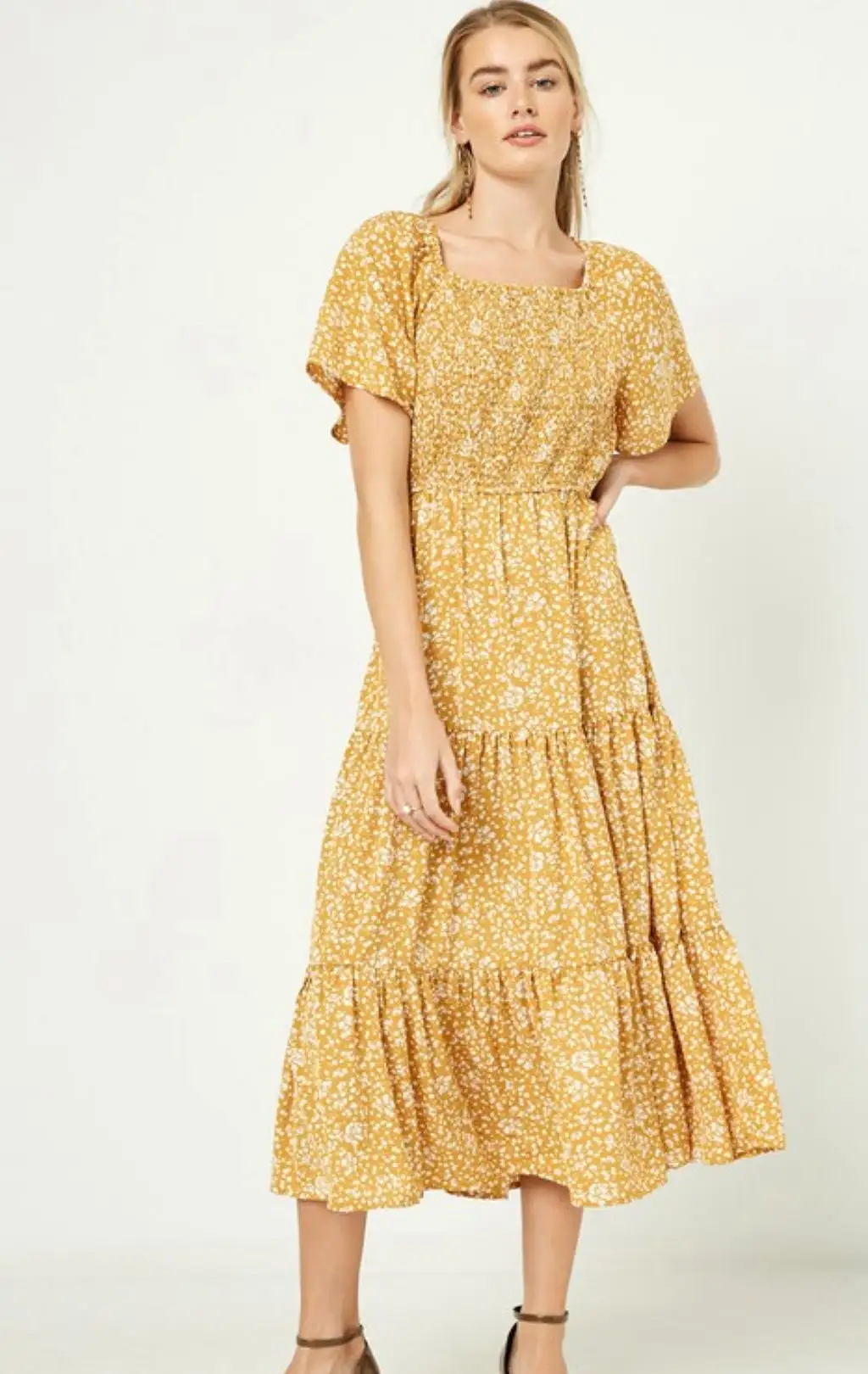 The Tia Yellow Floral Dress