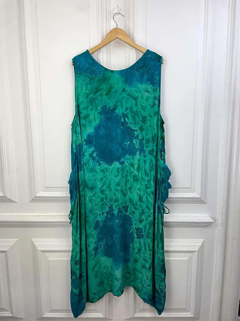 Tie Dye Pocket Cocoon Dress - Sea Green