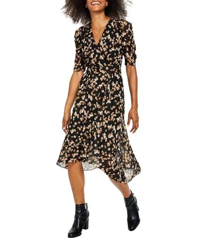 Tommy Hilfiger Womens Chiffon Floral Midi Dress