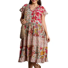 Umgee USA Floral Dress Rose Mix