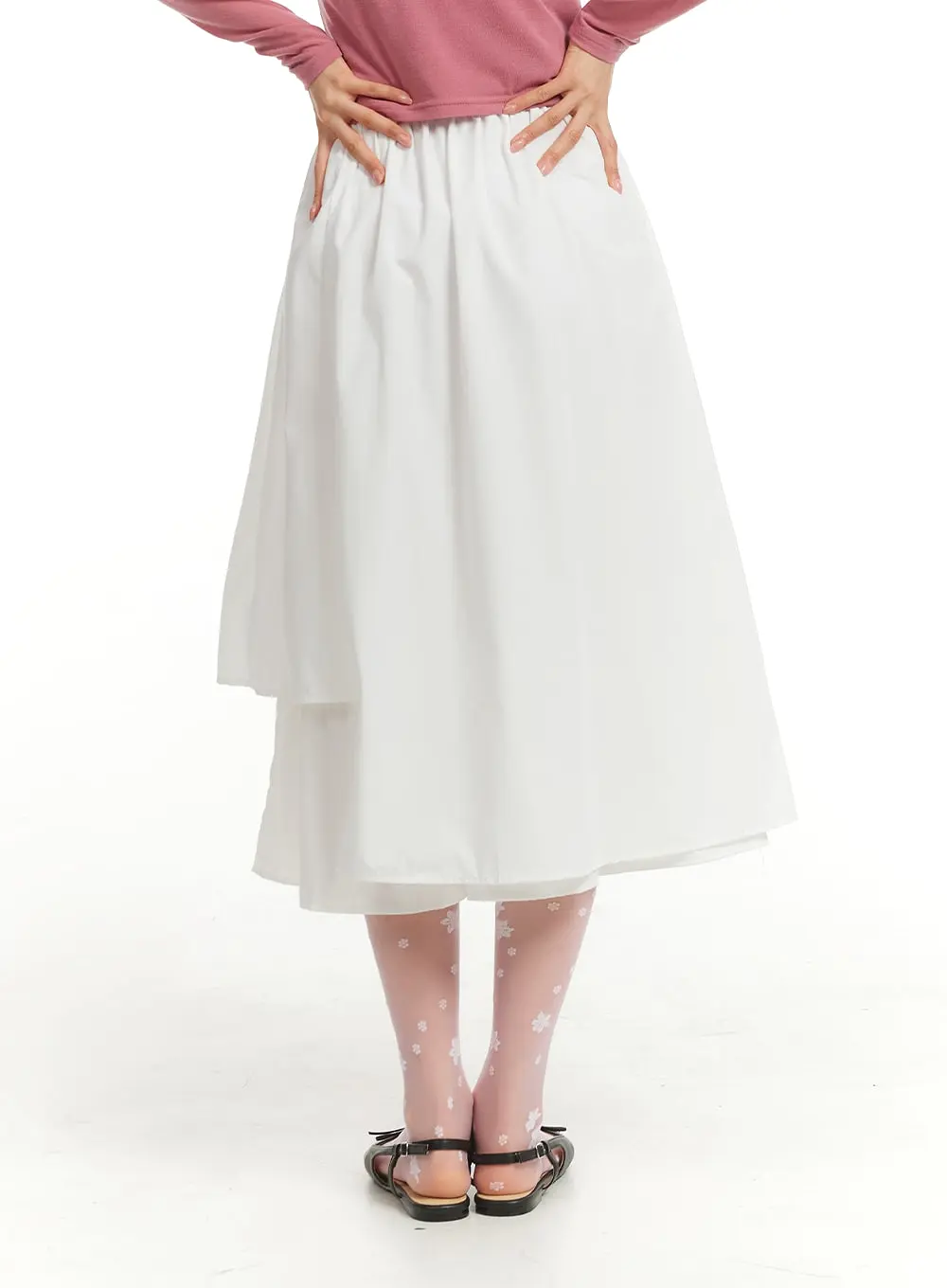 Unbalanced Cotton Midi Skirt OM406