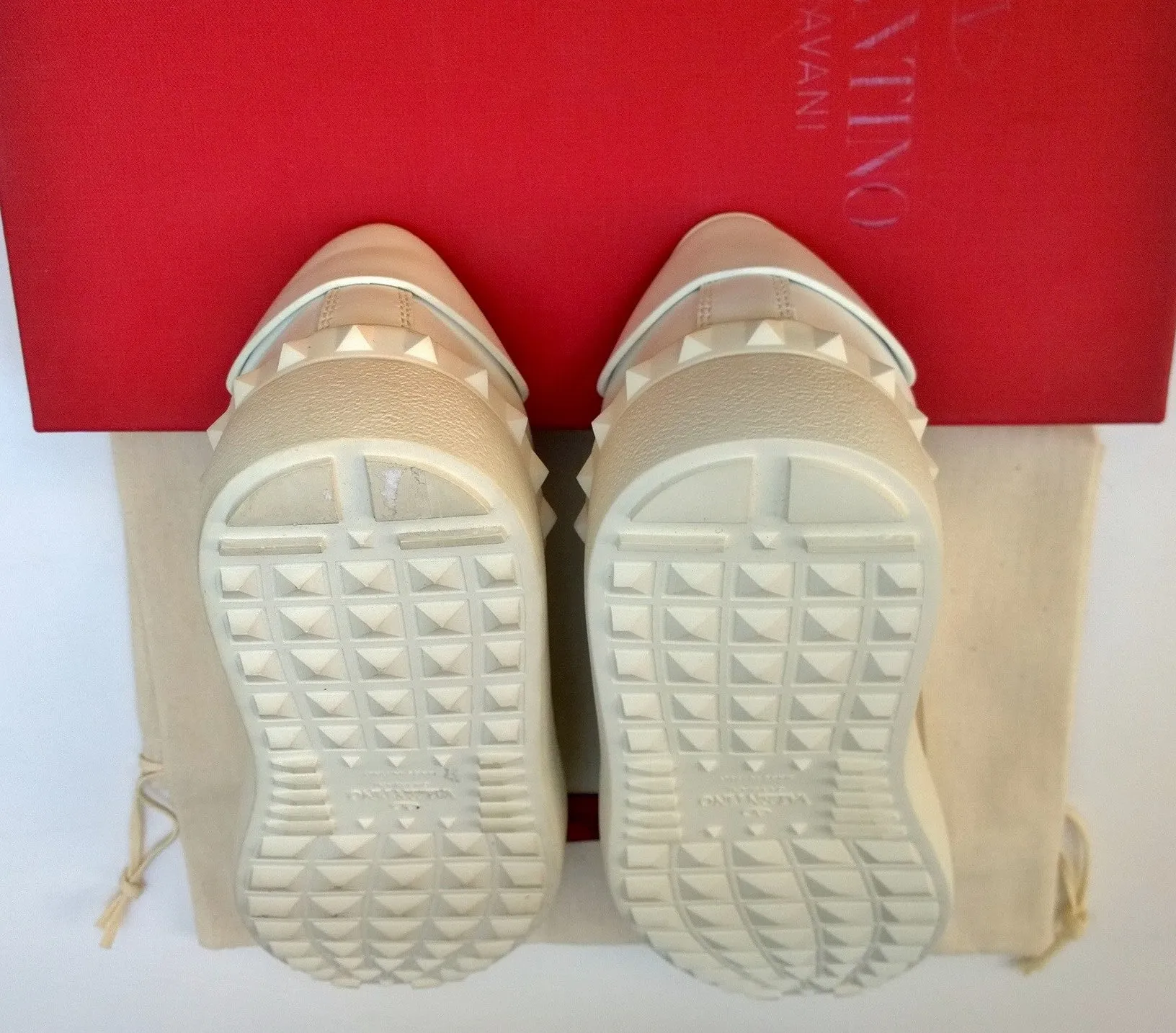 Valentino Garavani Open Sneakers in White and Gold Leather Trainers