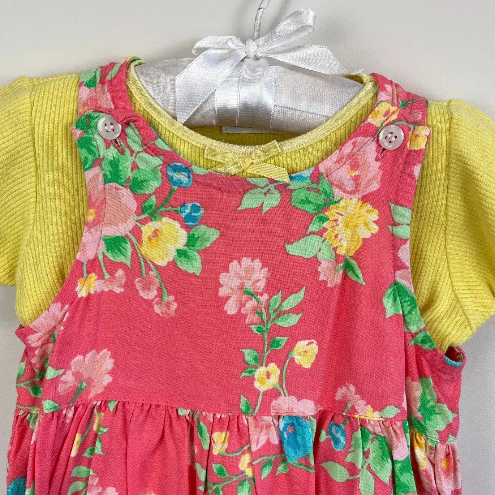 Vintage All Mine Pink Floral Dress Set 18 Months