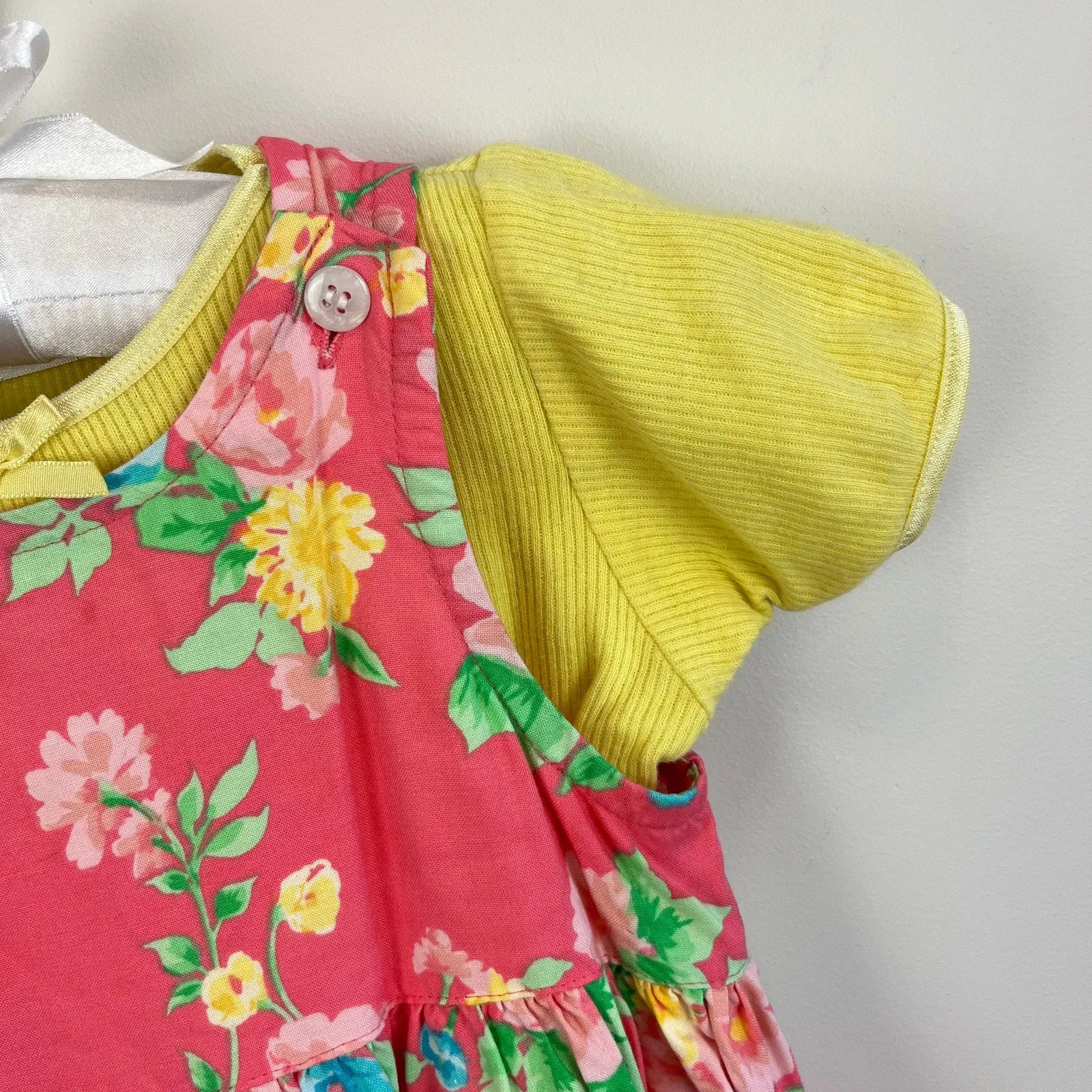 Vintage All Mine Pink Floral Dress Set 18 Months