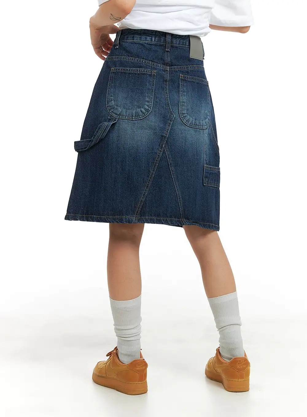 Washed Denim Midi Skirt CA404