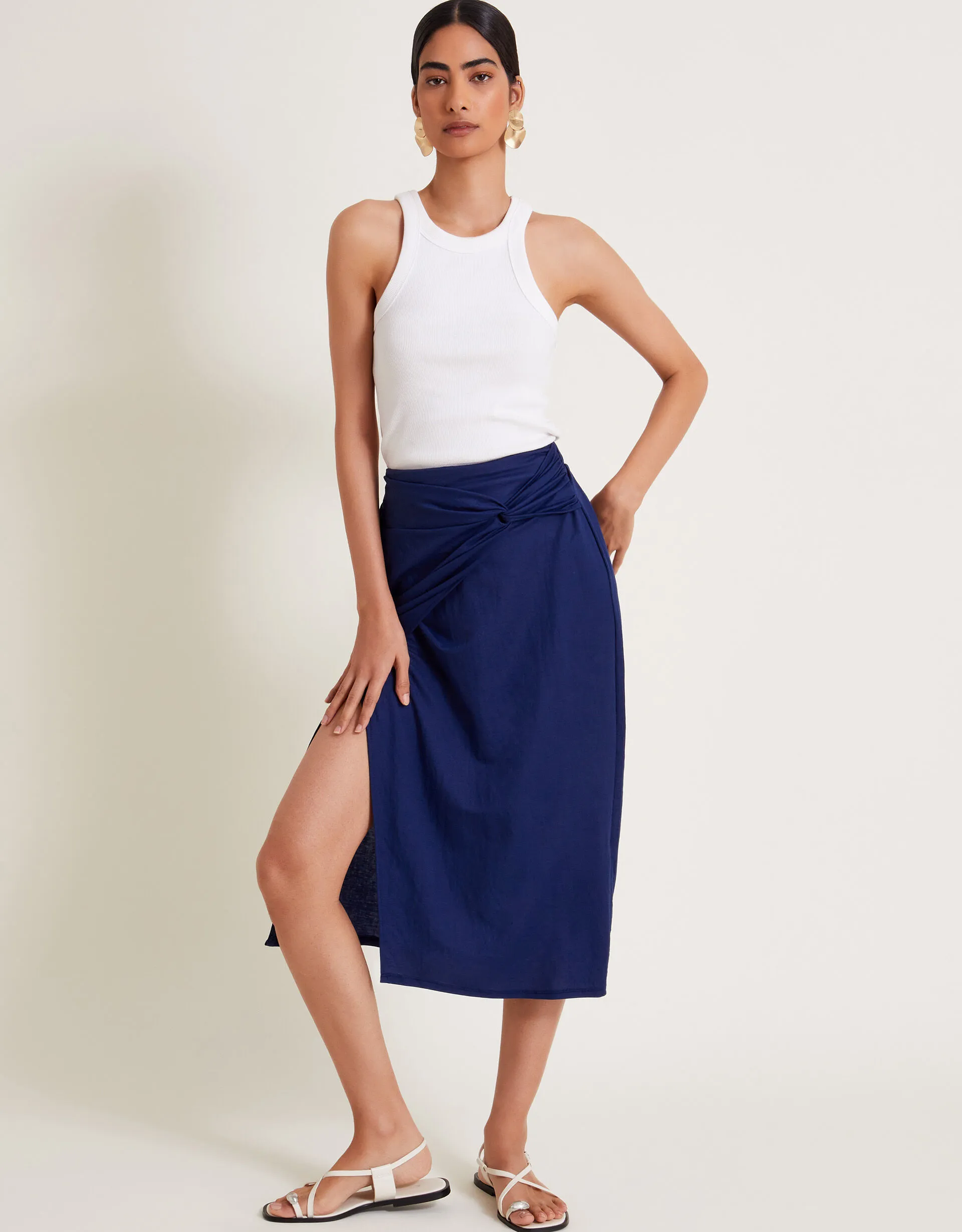 Winnie Wrap Midi Skirt Blue