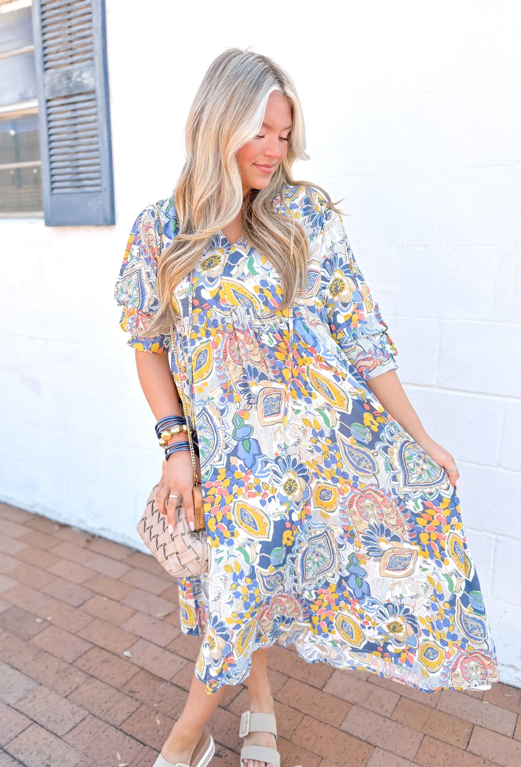 With You Always Midi Dress in Blue