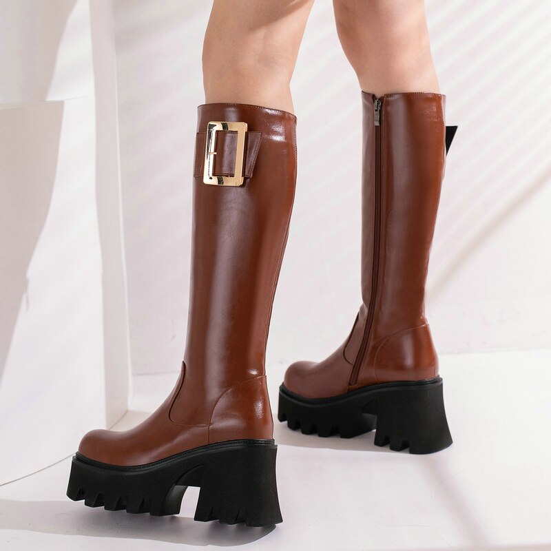 Women's Cozy Winter Soft Thick Sole Ankle Zipper Square Heel Boots