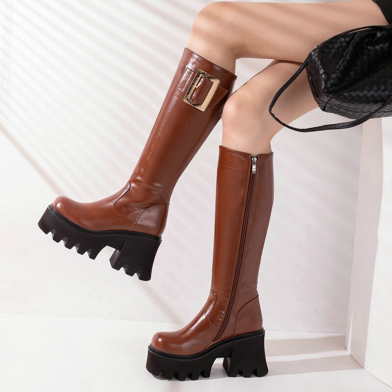 Women's Cozy Winter Soft Thick Sole Ankle Zipper Square Heel Boots